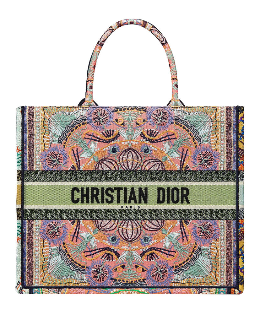 Christian Dior Book Tote With Dior Oblique Embroidery Pink